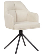 Set of 2 Dining Chairs Swivel MIRA Fabric Beige
