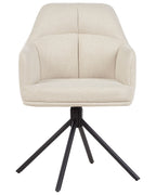Set of 2 Dining Chairs Swivel MIRA Fabric Beige