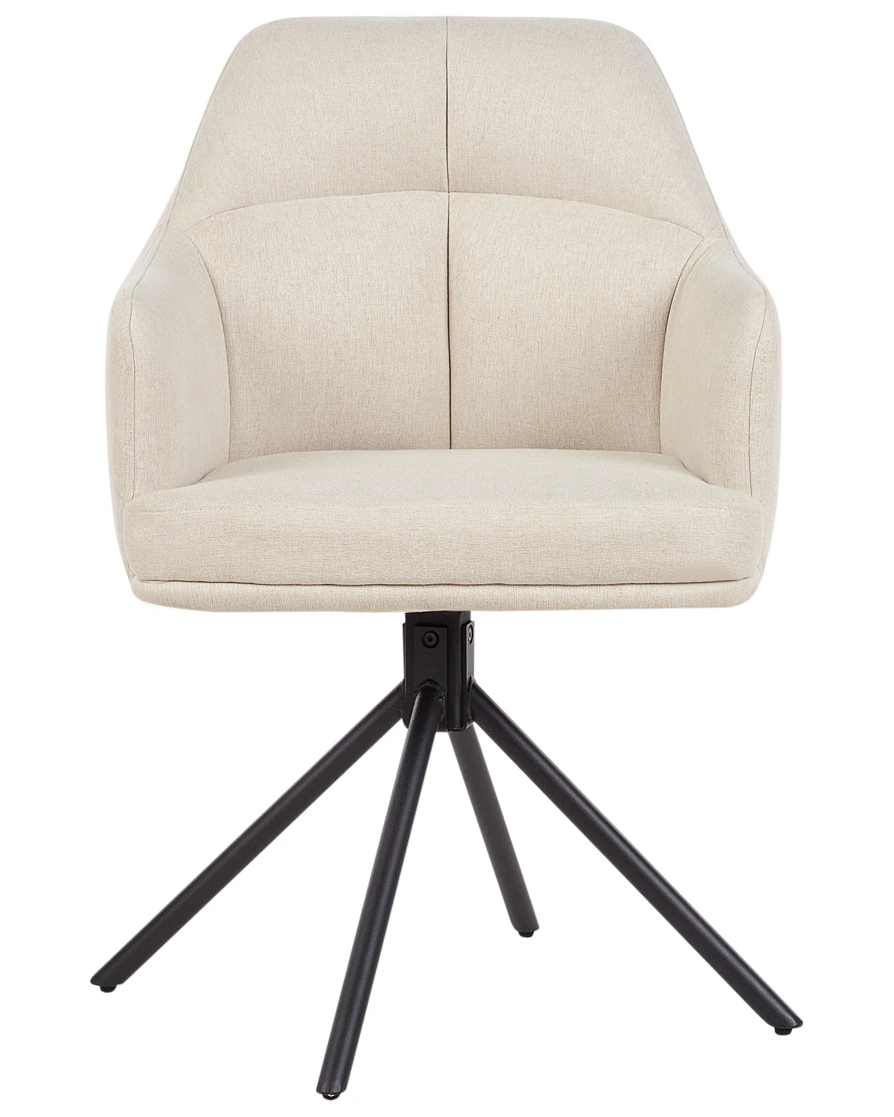 Set of 2 Dining Chairs Swivel MIRA Fabric Beige