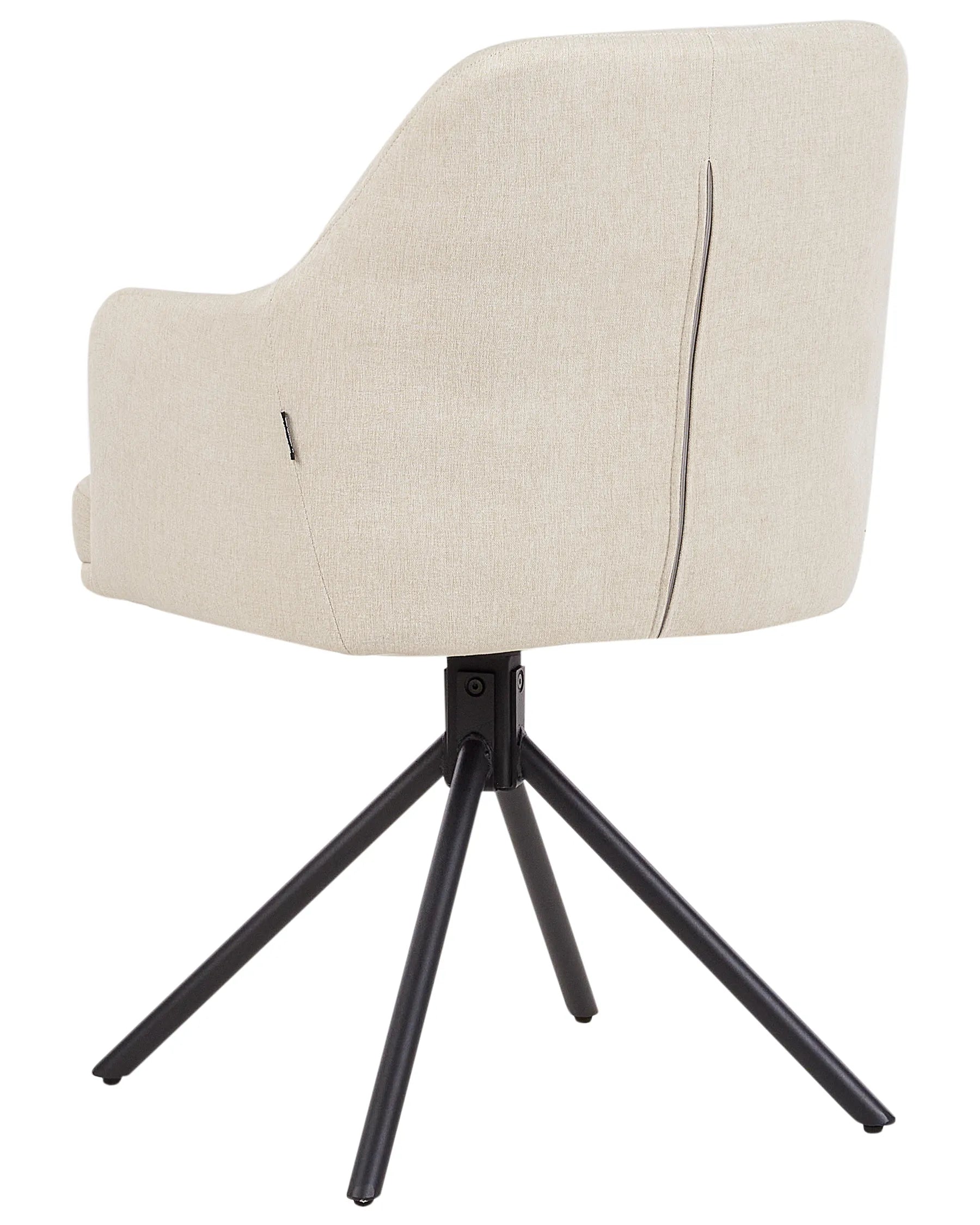 Set of 2 Dining Chairs Swivel MIRA Fabric Beige