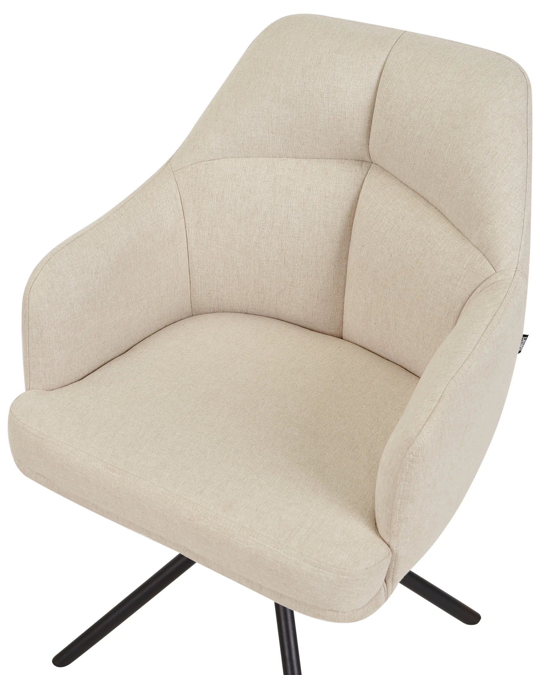 Set of 2 Dining Chairs Swivel MIRA Fabric Beige