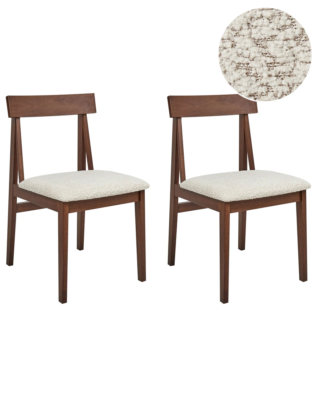 Set of 2 Dining Chairs ISLE Wood Brown/ Beige