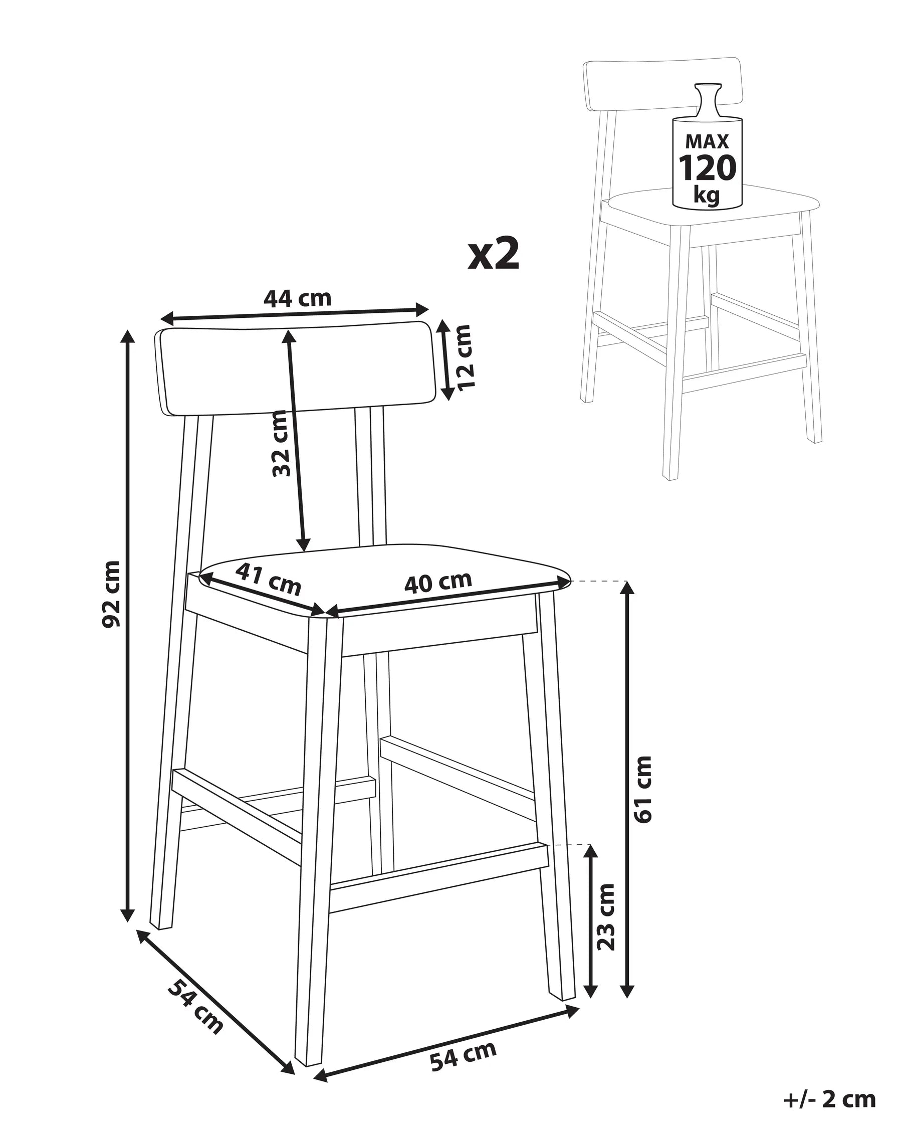 Set of 2 Bar Chairs ISANTI Wood Black/ Grey