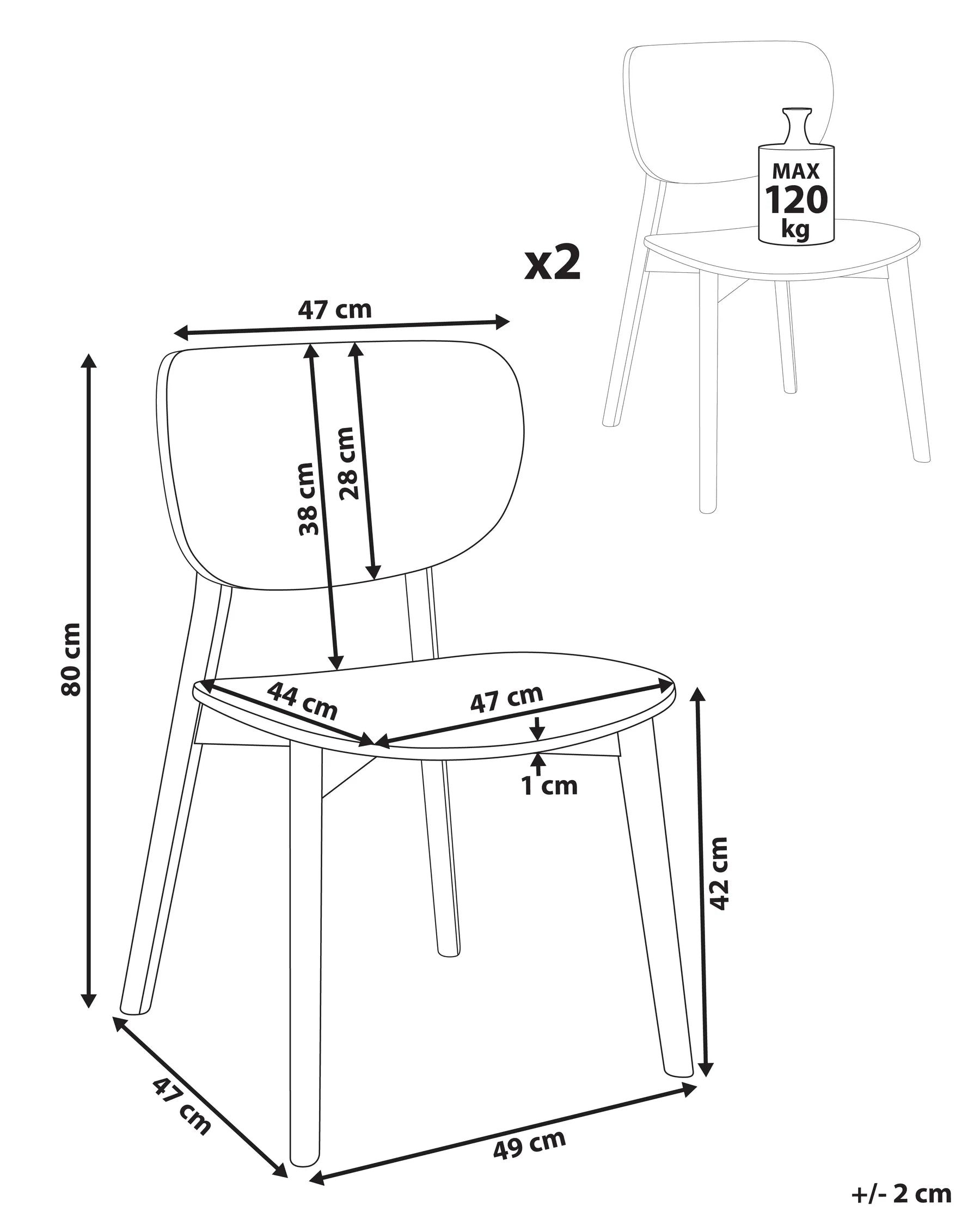 Set of 2 Dining Chairs OVERLY Wood Brown