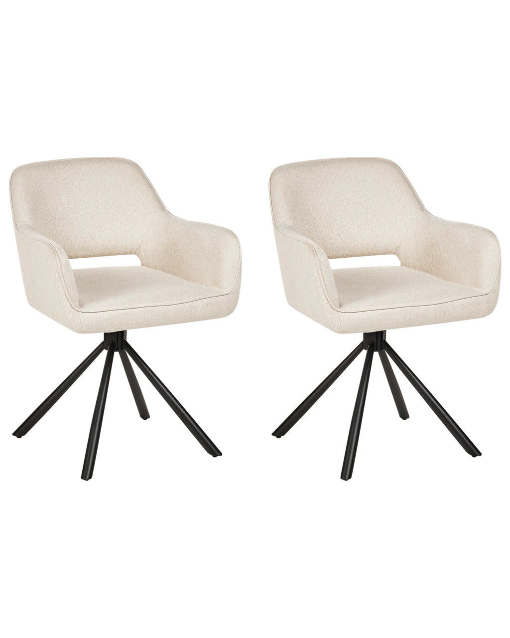 Set of 2 Dining Chairs Swivel LOURES Fabric Light Beige