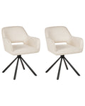 Set of 2 Dining Chairs Swivel LOURES Fabric Light Beige