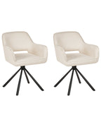 Set of 2 Dining Chairs Swivel LOURES Fabric Light Beige