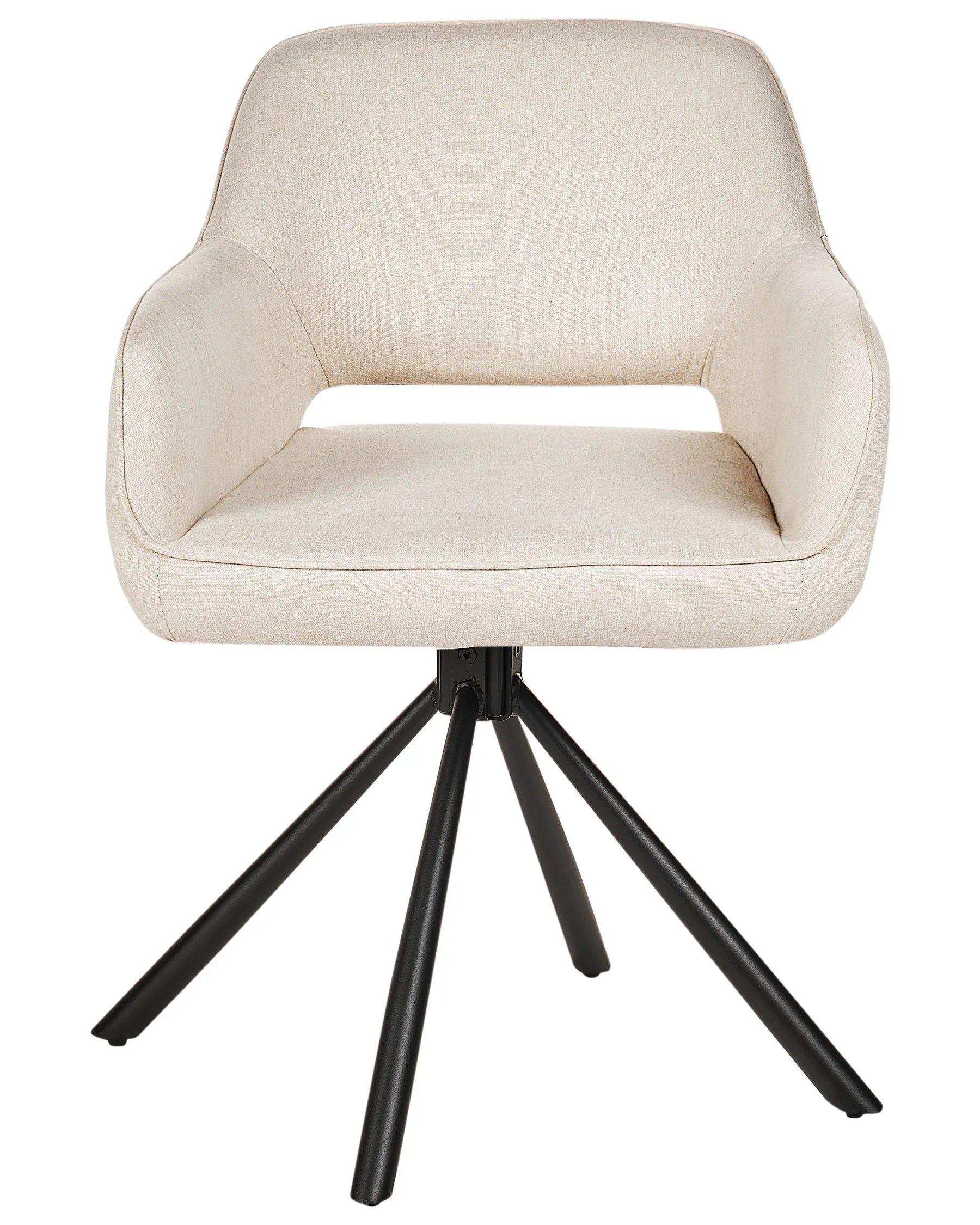 Set of 2 Dining Chairs Swivel LOURES Fabric Light Beige