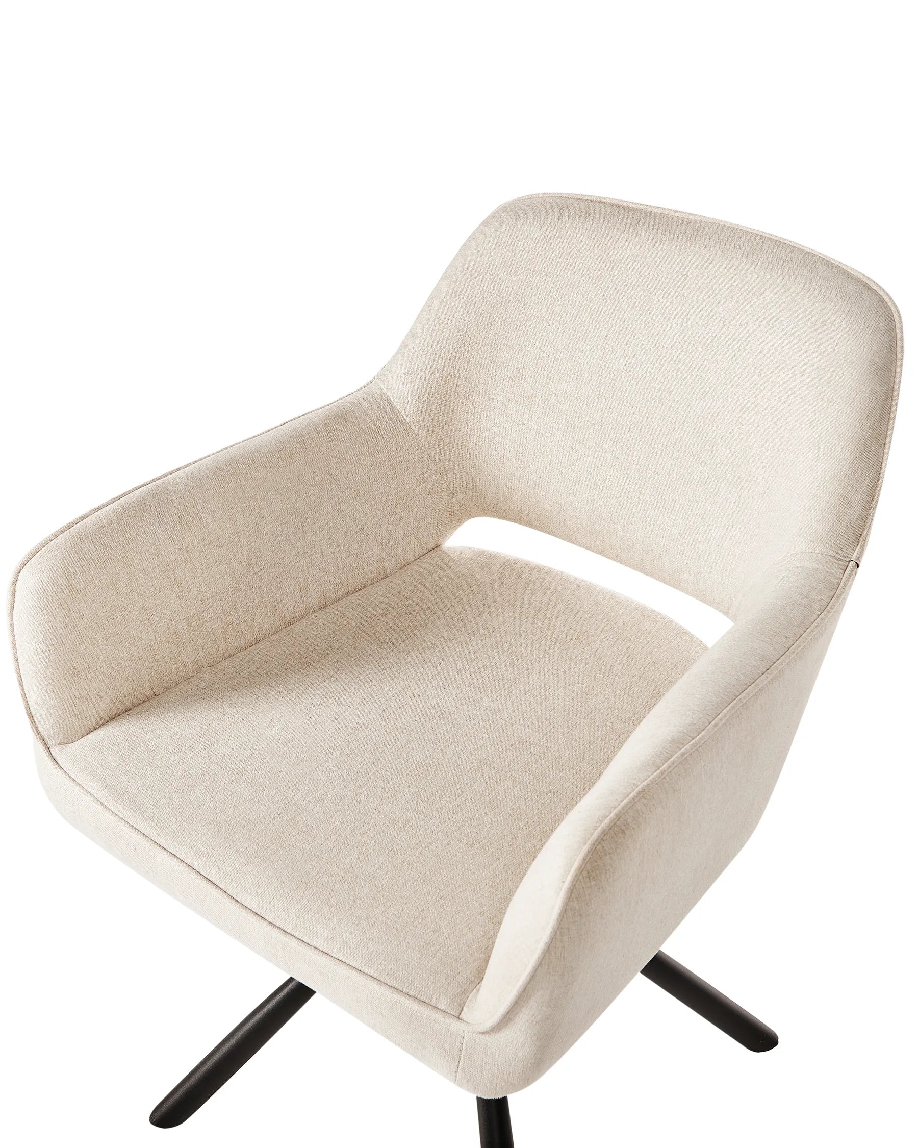 Set of 2 Dining Chairs Swivel LOURES Fabric Light Beige