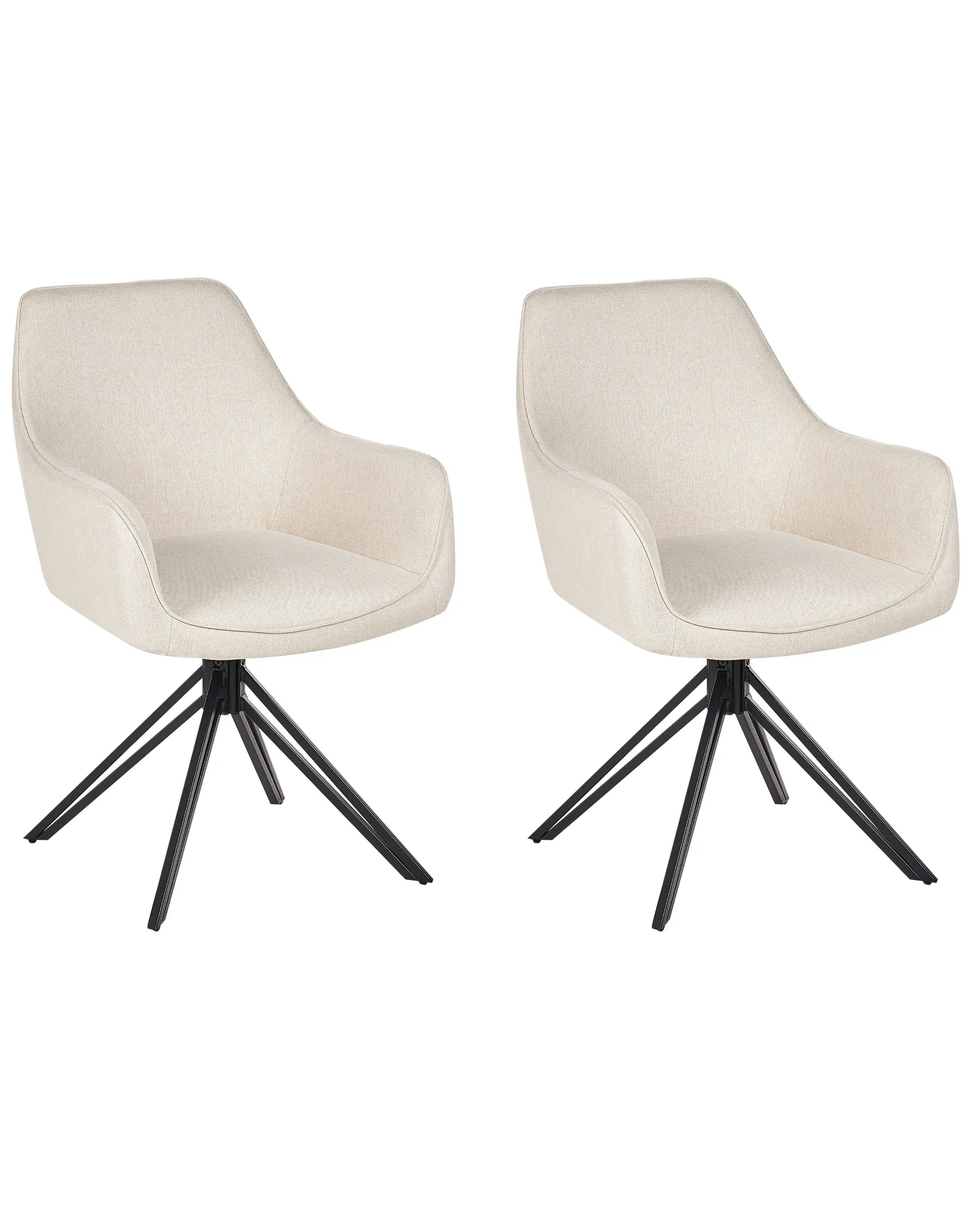 Set of 2 Dining Chairs Swivel JODAR Fabric Light Beige