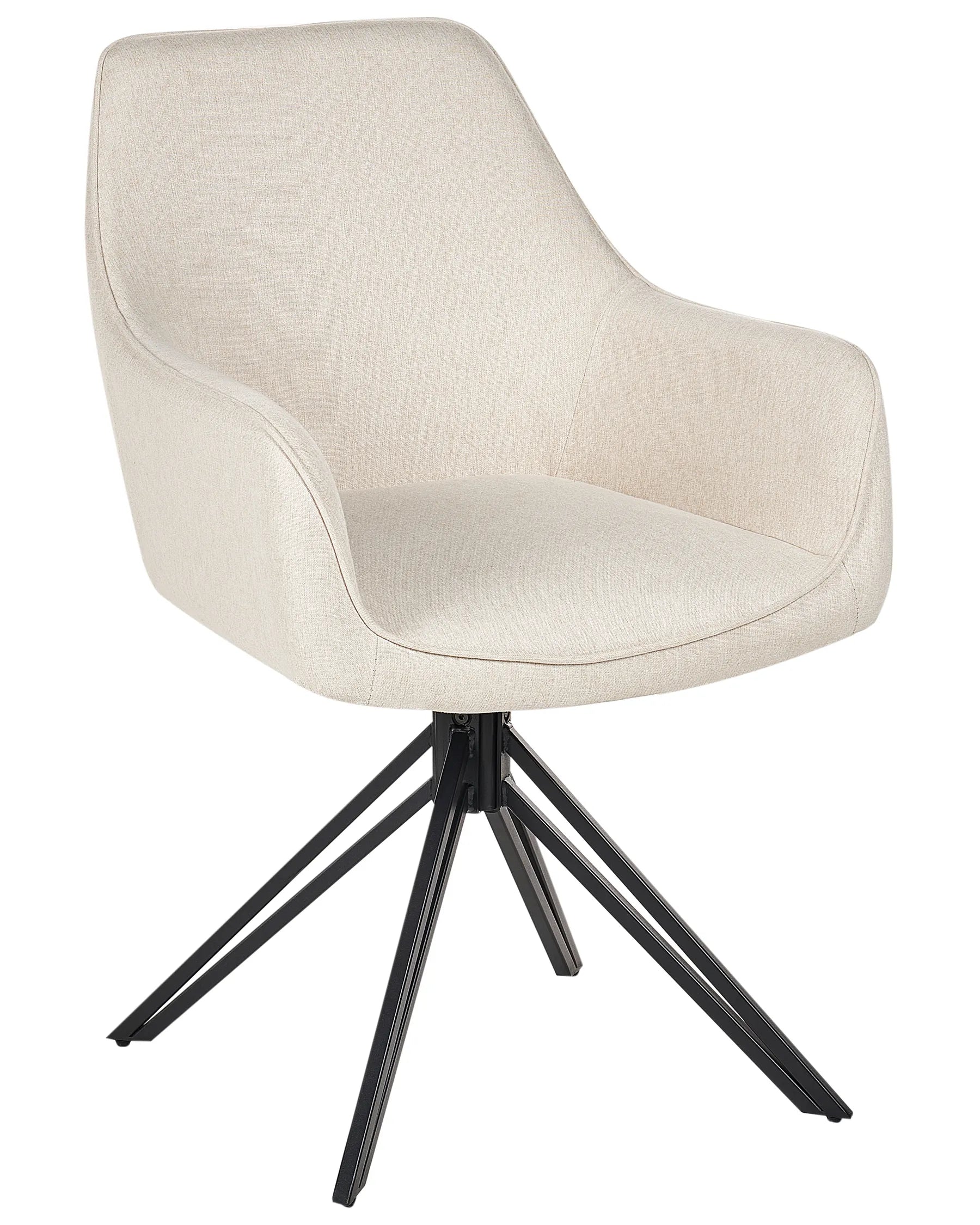 Set of 2 Dining Chairs Swivel JODAR Fabric Light Beige