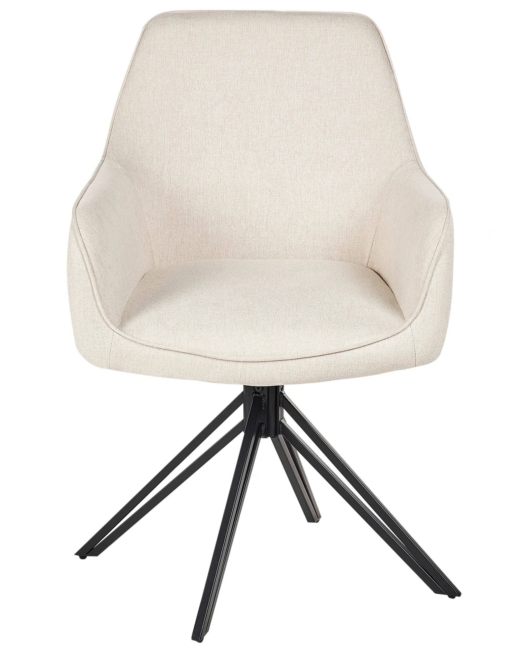 Set of 2 Dining Chairs Swivel JODAR Fabric Light Beige