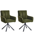 Set of 2 Dining Chairs Swivel SARDOAL Fabric Dark Green