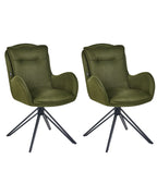 Set of 2 Dining Chairs Swivel AVELAR Fabric Dark Green