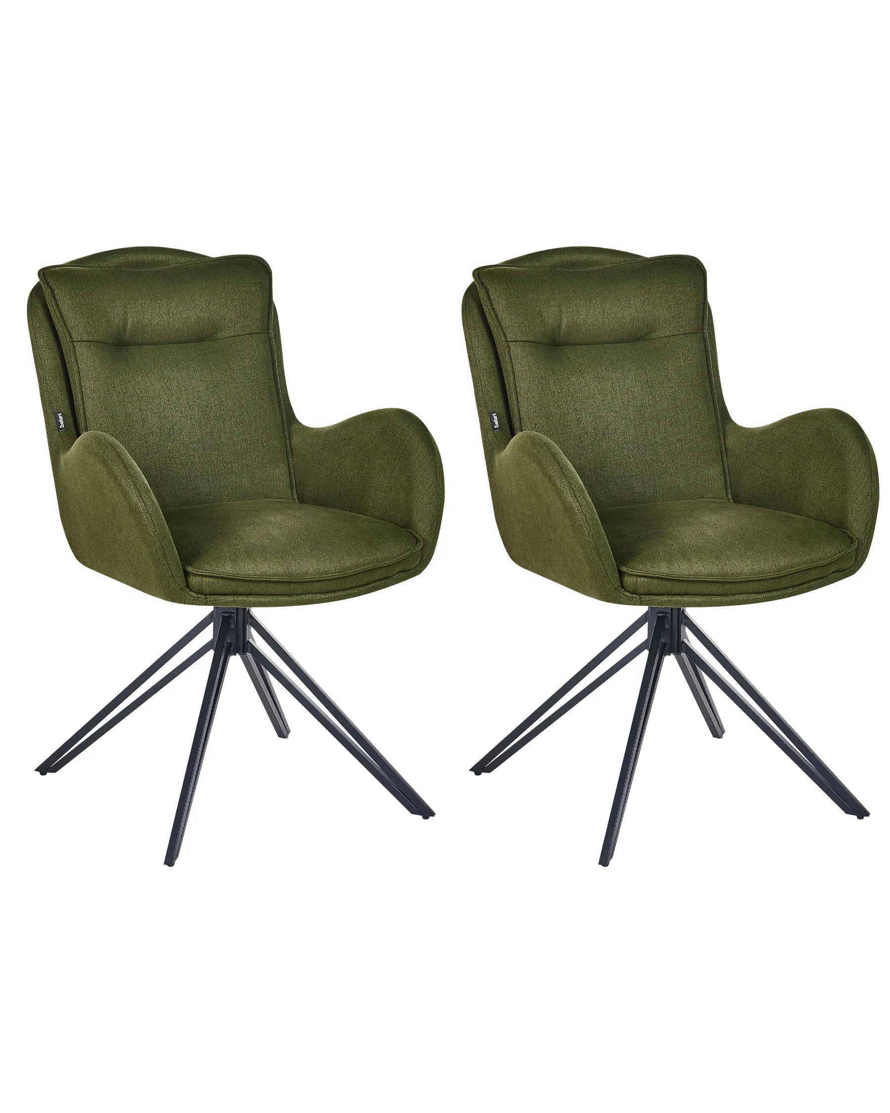 Set of 2 Dining Chairs Swivel AVELAR Fabric Dark Green