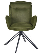 Set of 2 Dining Chairs Swivel AVELAR Fabric Dark Green