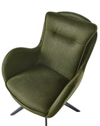 Set of 2 Dining Chairs Swivel AVELAR Fabric Dark Green