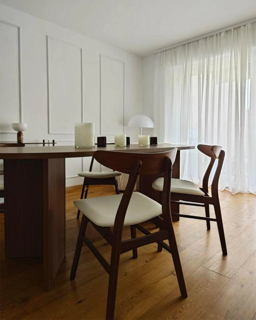 Set of 2 Dining Chairs LYNN Wood Dark Brown/ White