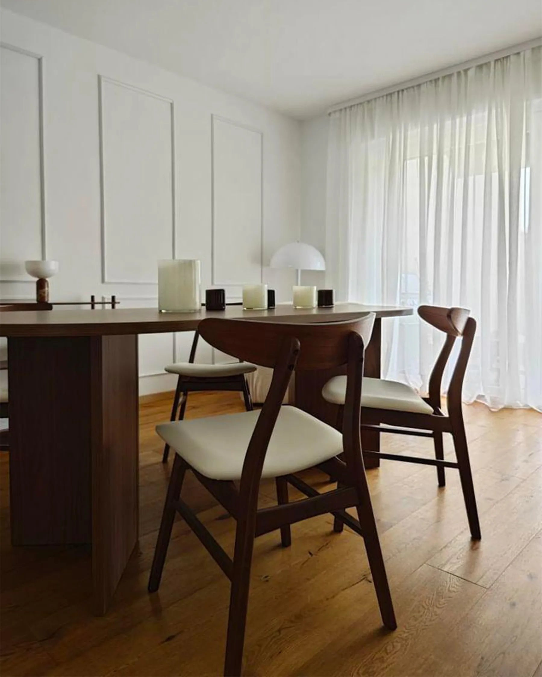 Set of 2 Dining Chairs LYNN Wood Dark Brown/ White