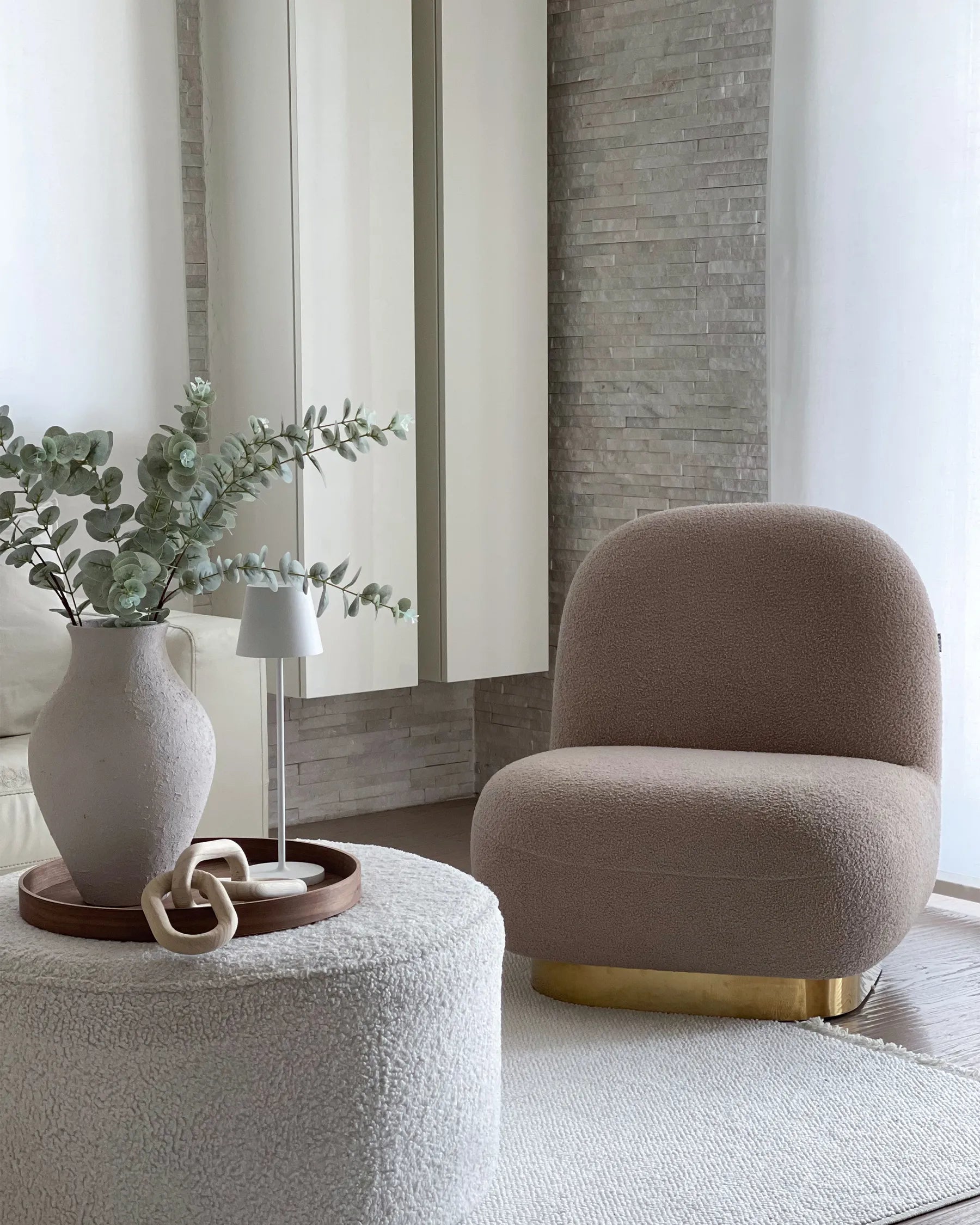 Armchair LOVIISA Boucle Beige