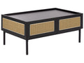Coffee Table CULLEN Rattan Black with Storage