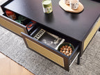 Coffee Table CULLEN Rattan Black with Storage