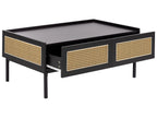 Coffee Table CULLEN Rattan Black with Storage