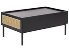Coffee Table CULLEN Rattan Black with Storage