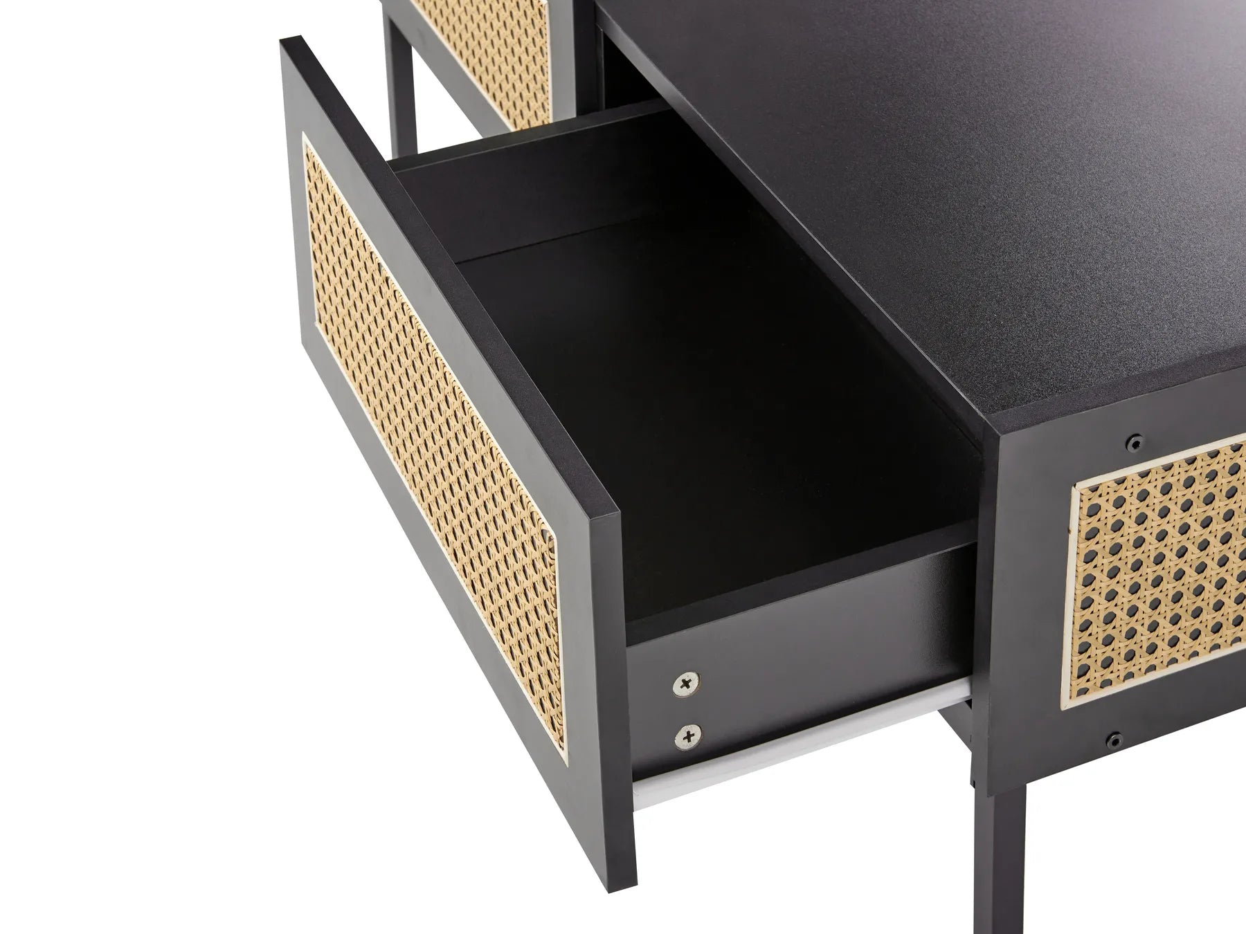 Coffee Table CULLEN Rattan Black with Storage