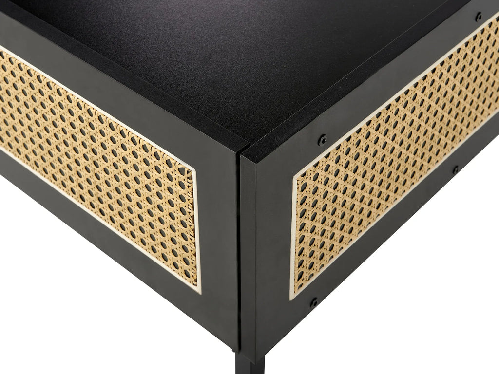 Coffee Table CULLEN Rattan Black with Storage