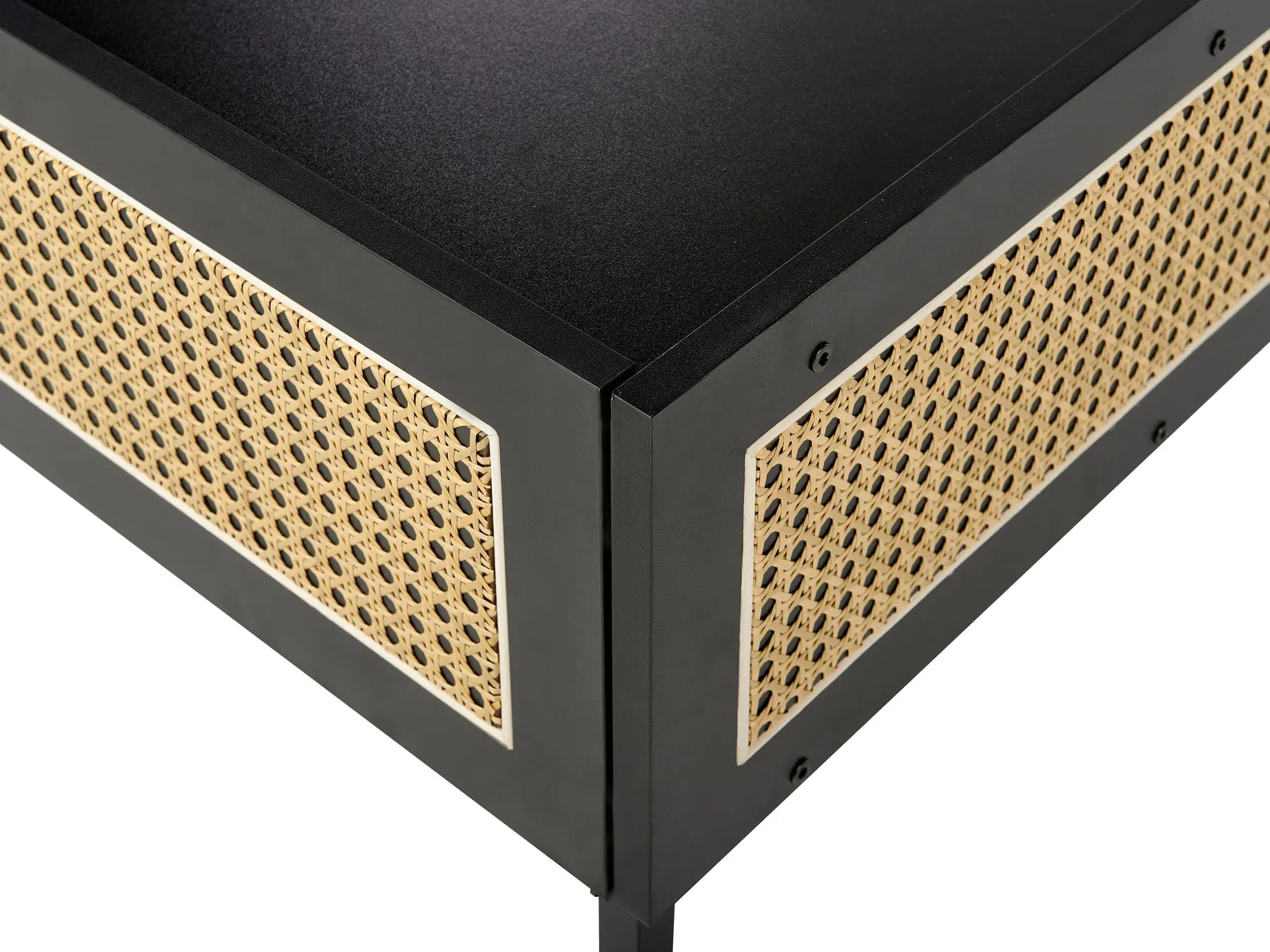 Coffee Table CULLEN Rattan Black with Storage