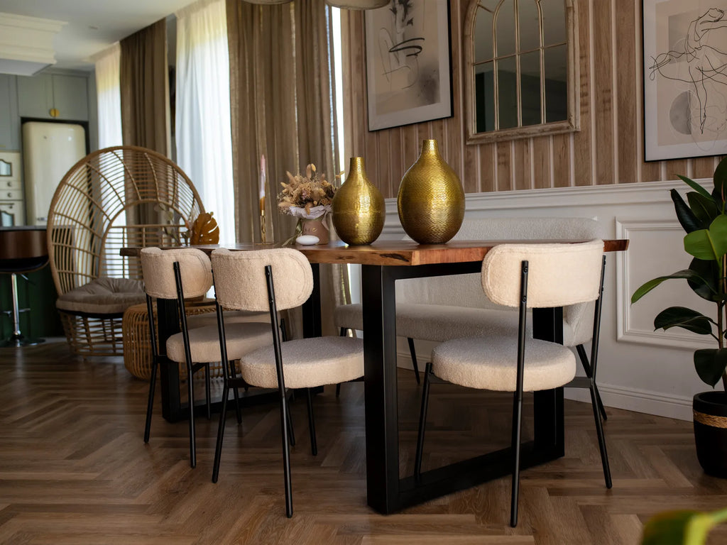 Set of 2 Dining Chairs ALLISON Boucle Light Beige