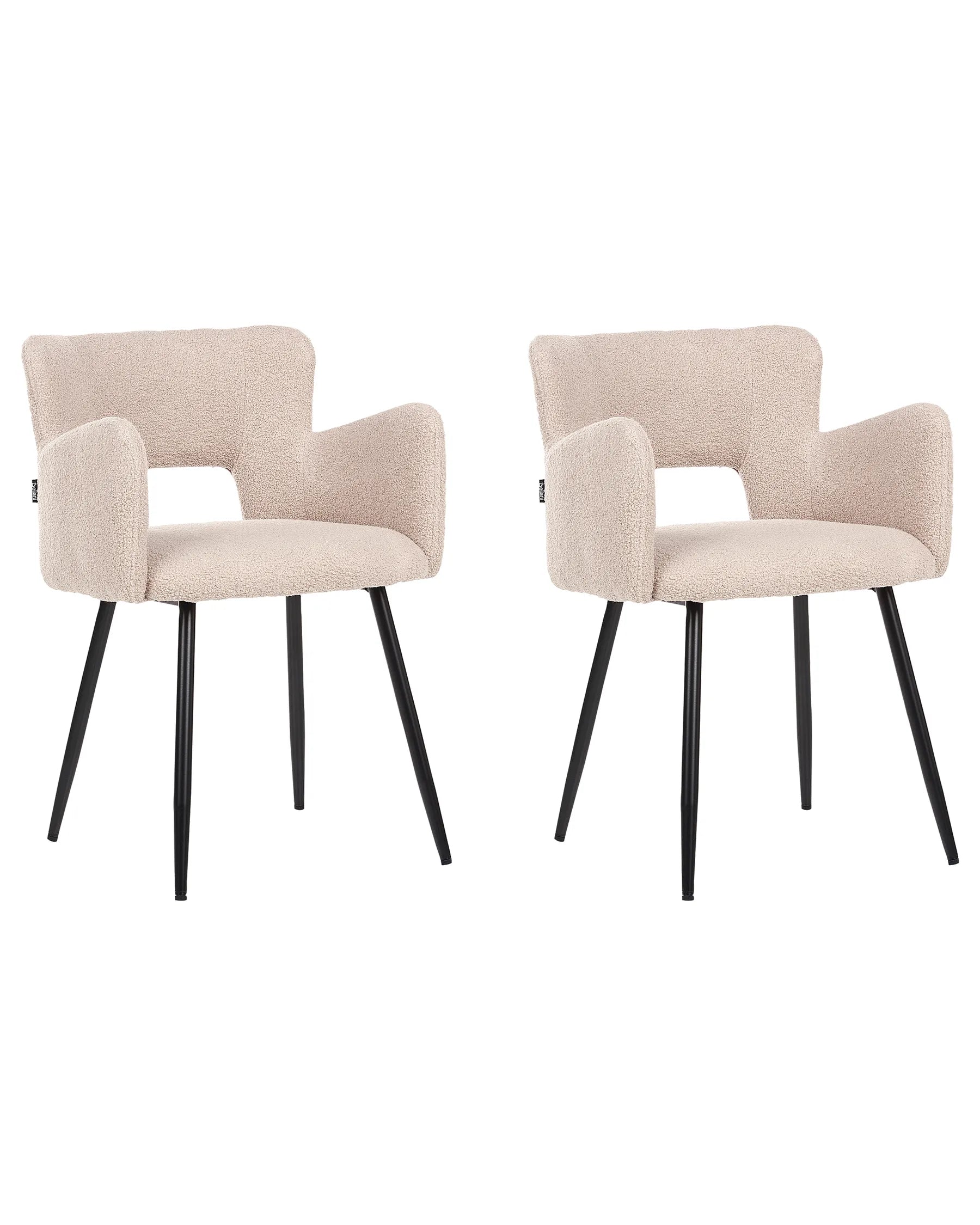 Set of 2 Dining Chairs SANILAC Boucle Beige