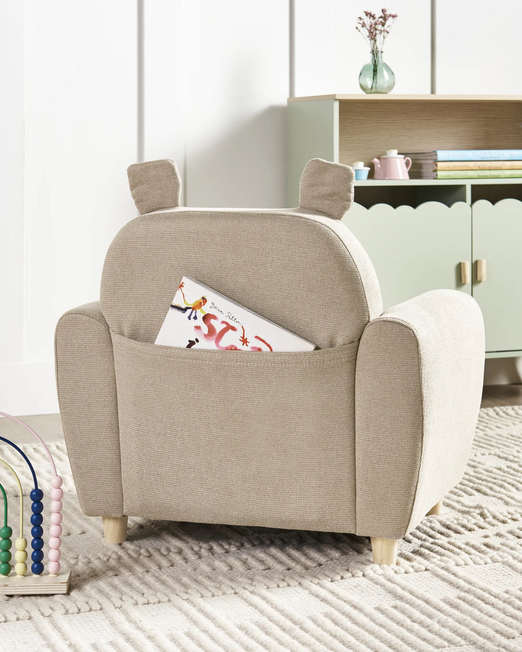Kids Armchair Hippo MARIBO Fabric Taupe