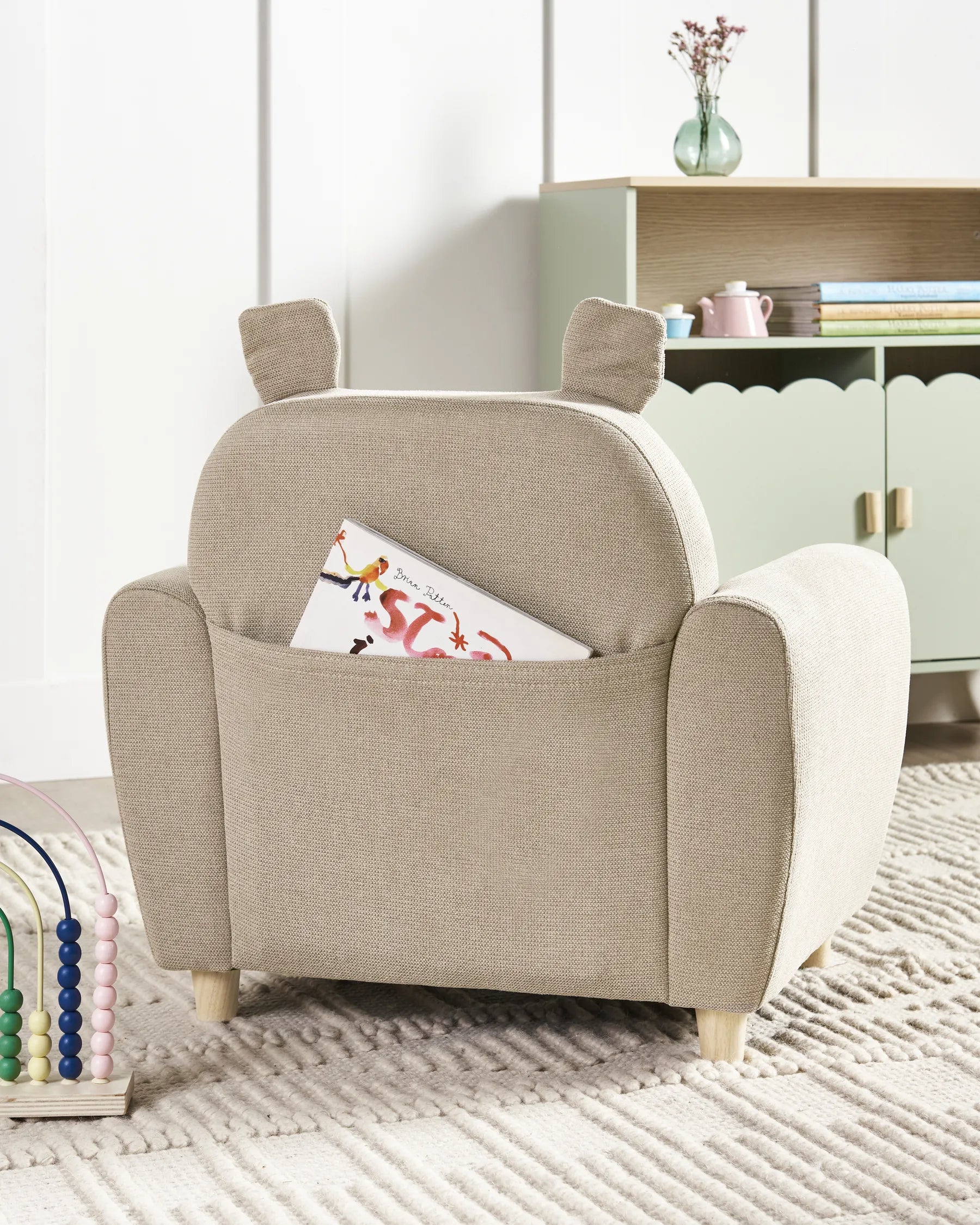Kids Armchair Hippo MARIBO Fabric Taupe