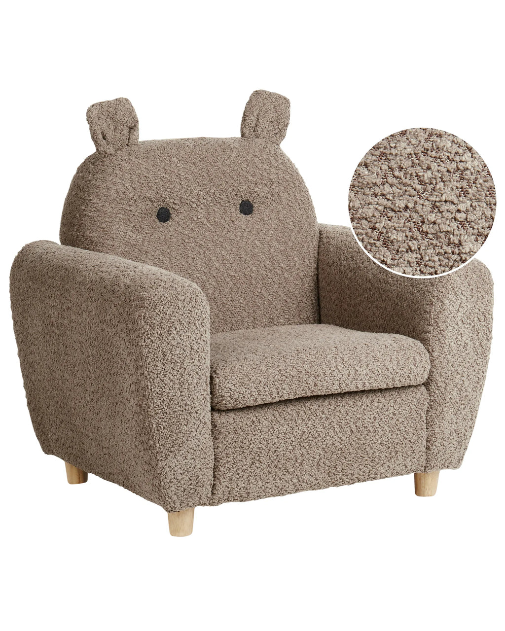 Kids Armchair Hippo MARIBO Boucle Brown