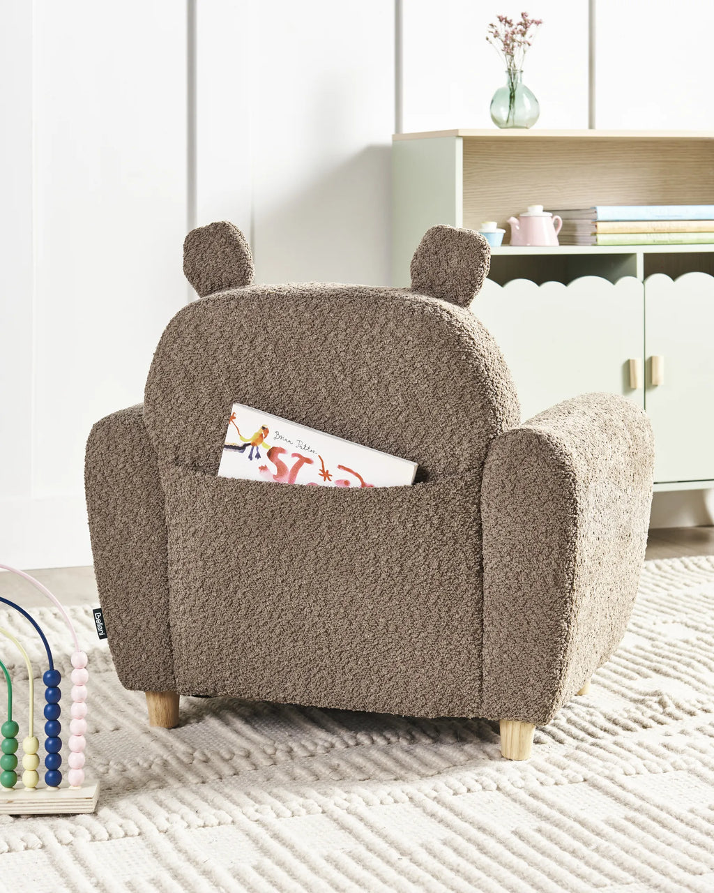 Kids Armchair Hippo MARIBO Boucle Brown