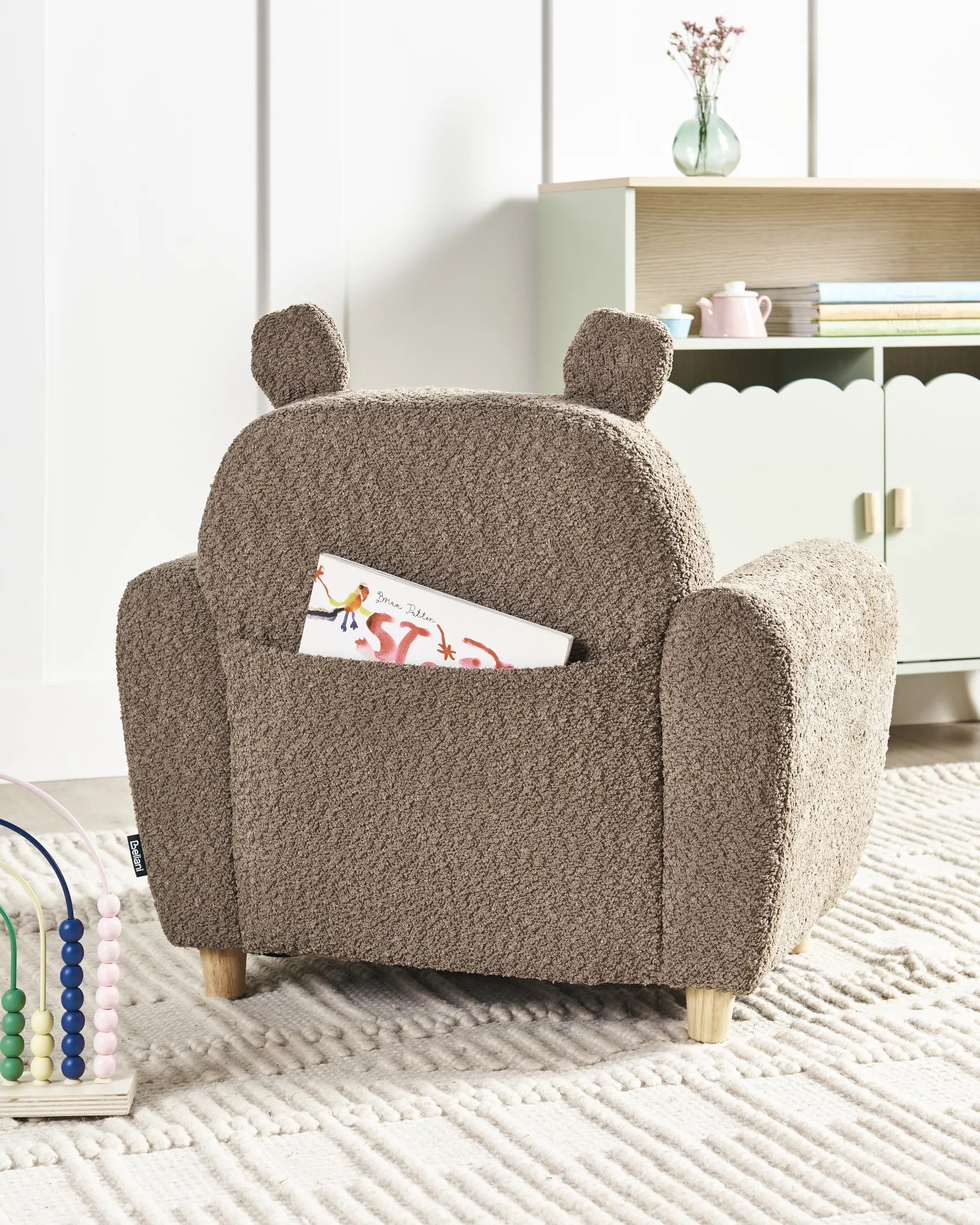 Kids Armchair Hippo MARIBO Boucle Brown
