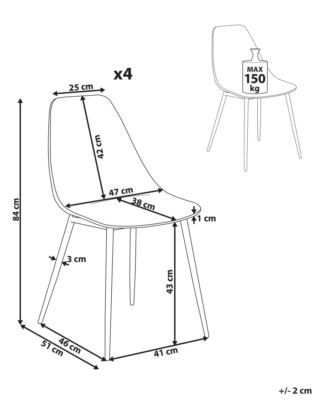 Set of 4 Dining Chairs TAKILMA Transparent
