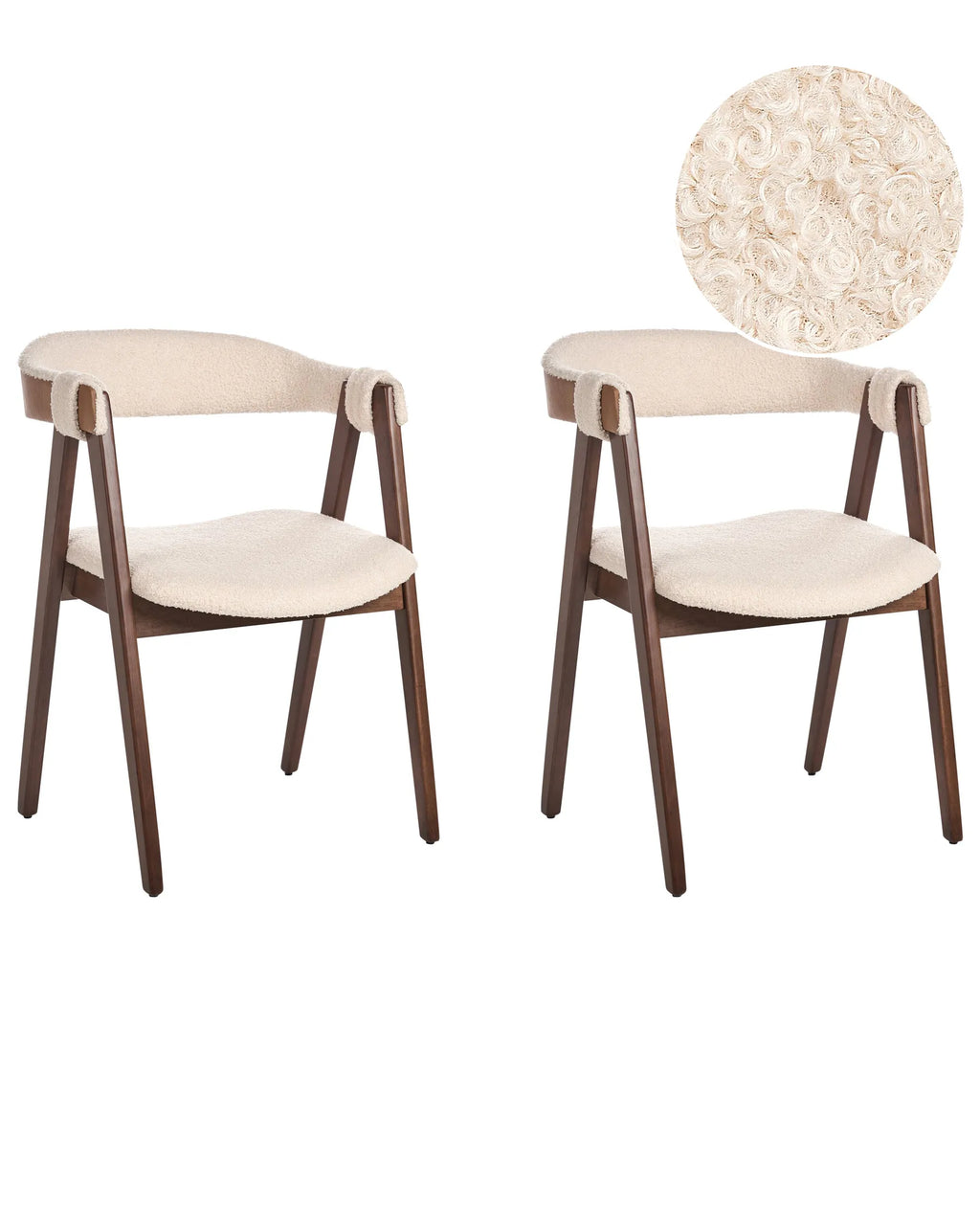 Set of 2 Dining Chairs DAY Boucle Dark Brown/ Beige