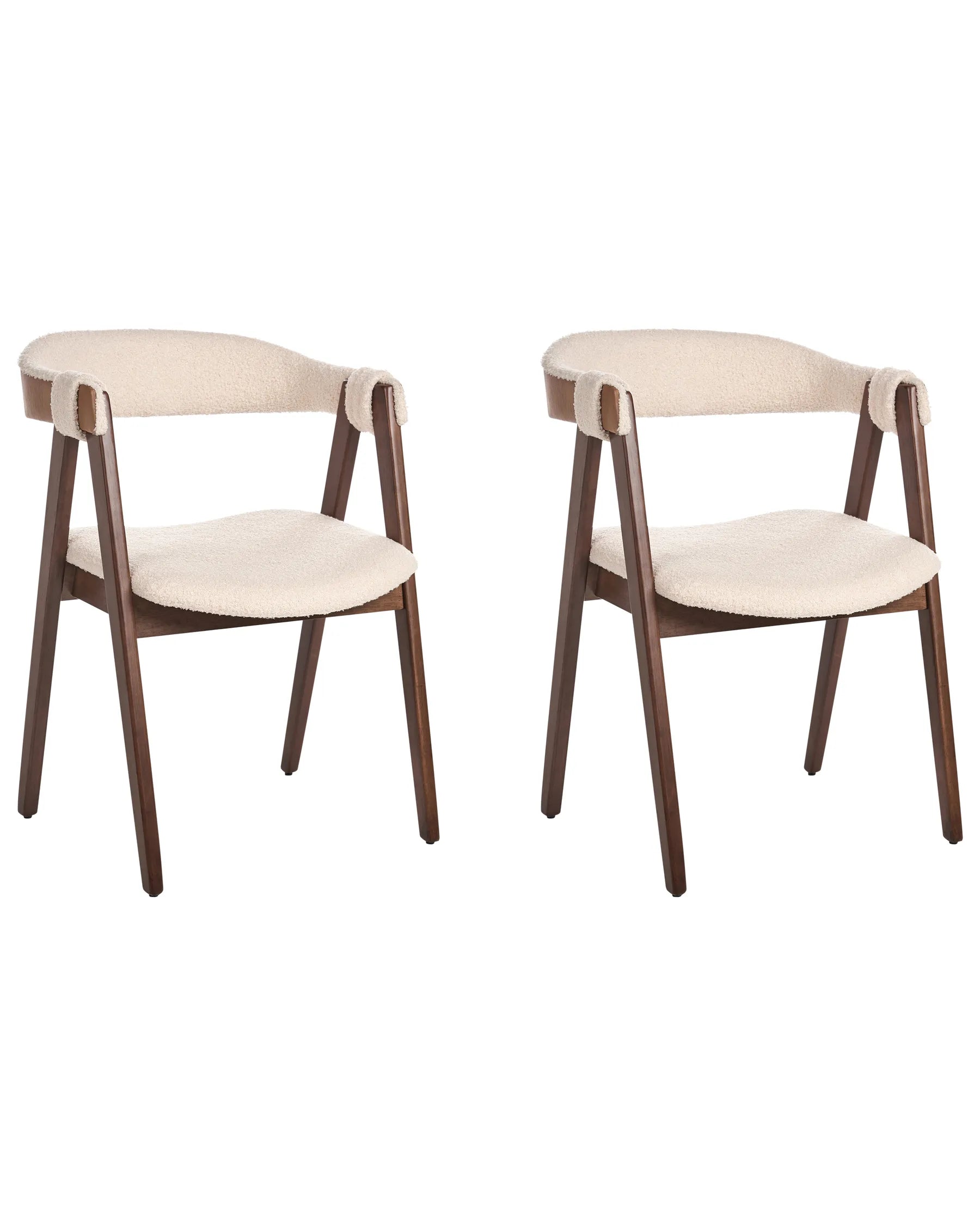 Set of 2 Dining Chairs DAY Boucle Dark Brown/ Beige