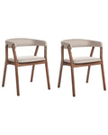 Set of 2 Dining Chairs MYLO Fabric Dark Brown/ Beige