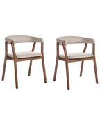 Set of 2 Dining Chairs MYLO Fabric Dark Brown/ Beige