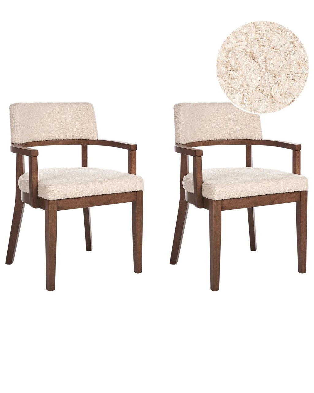 Set of 2 Dining Chairs DALBO Boucle Brown/ Light Beige