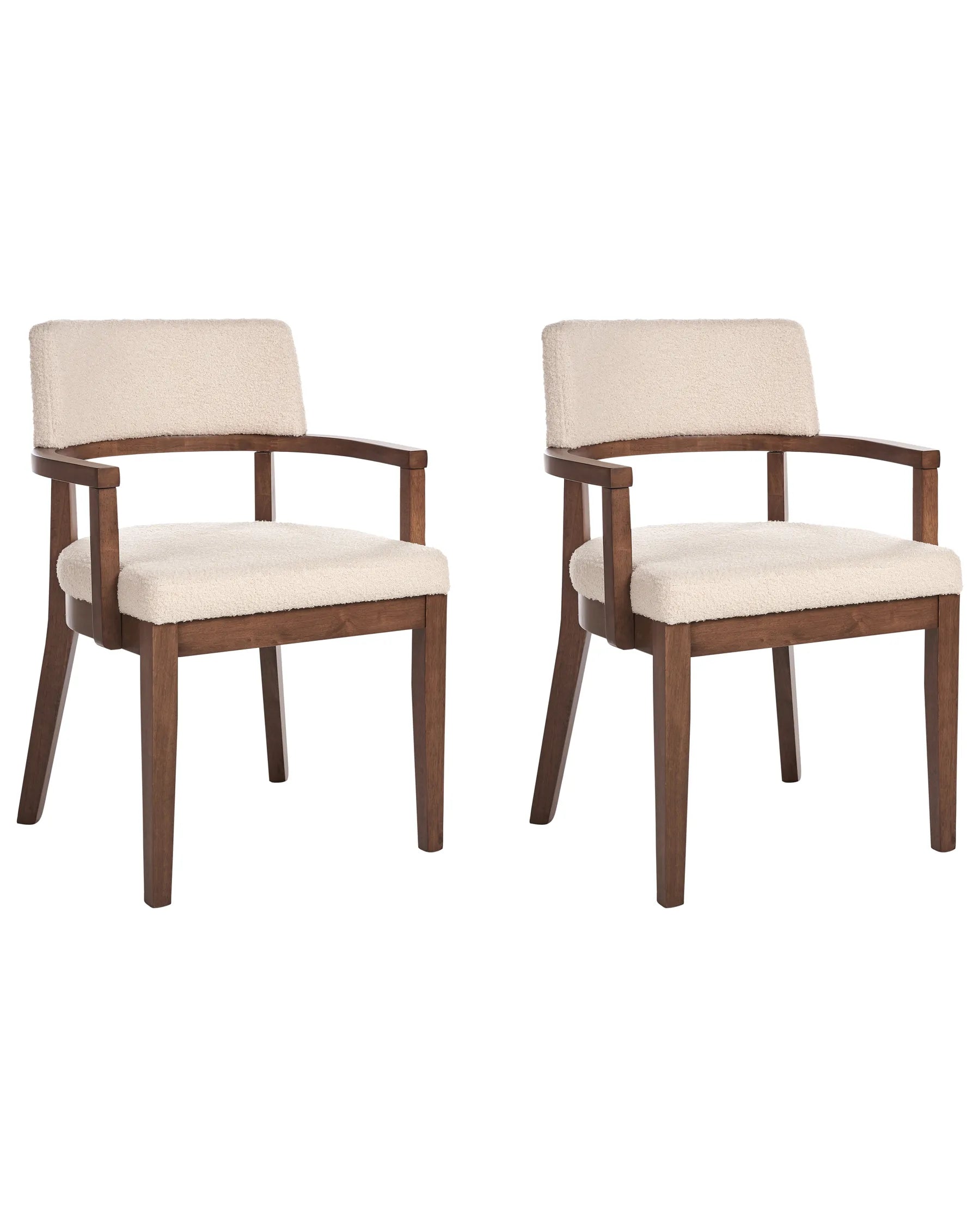 Set of 2 Dining Chairs DALBO Boucle Brown/ Light Beige