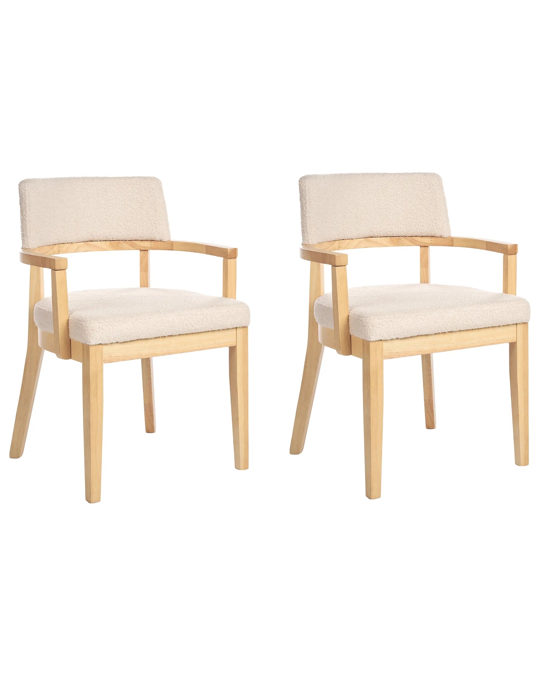 Set of 2 Dining Chairs DALBO Boucle Light Brown/ Beige