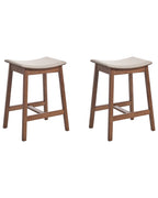 Set of 2 Bar Stools DIXON Wood Dark Brown/ Beige