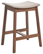 Set of 2 Bar Stools DIXON Wood Dark Brown/ Beige