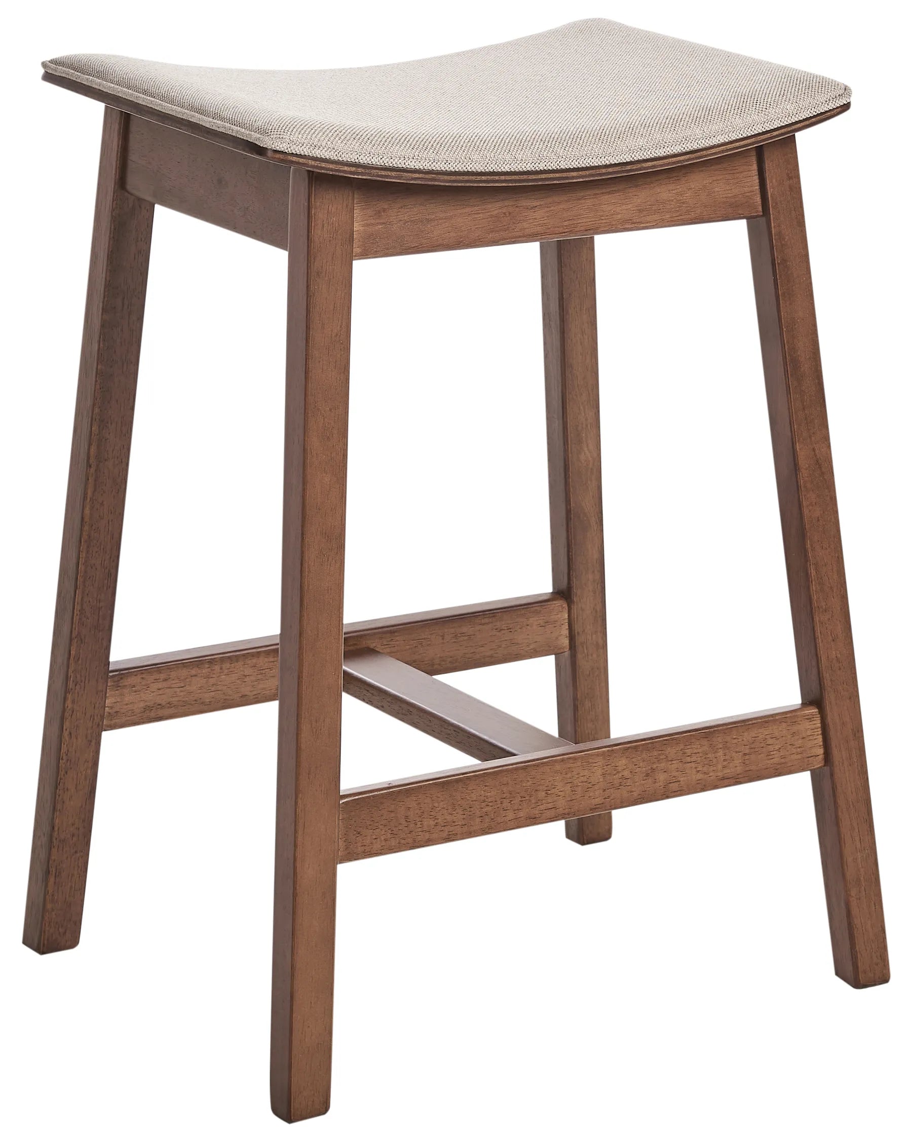 Set of 2 Bar Stools DIXON Wood Dark Brown/ Beige