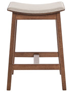 Set of 2 Bar Stools DIXON Wood Dark Brown/ Beige
